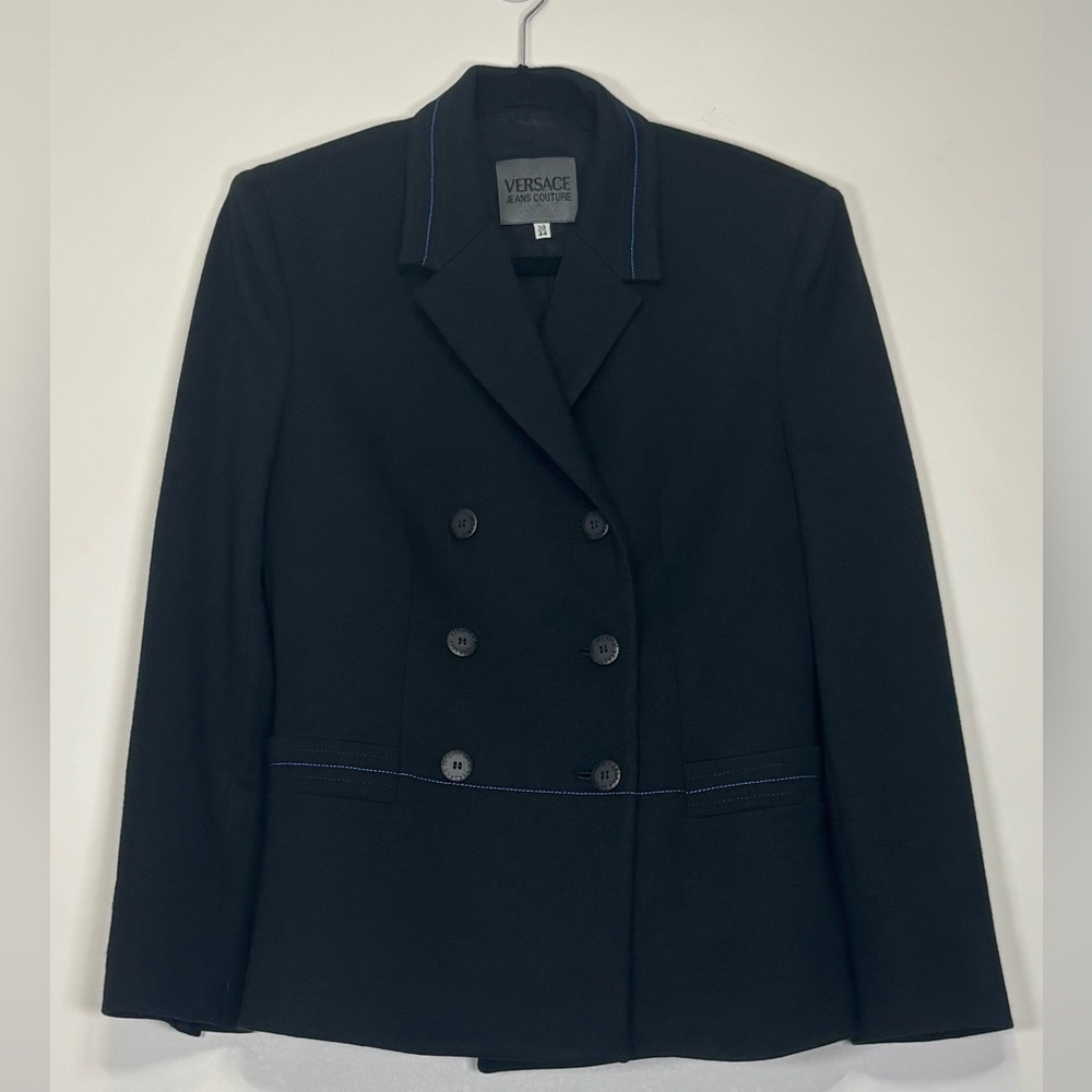 Versace Jeans‎ Couture Double Breasted Blazer Blue Contrast Stitch-Size EU44/US8
